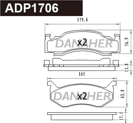 Danaher ADP1706 - Гальмівні колодки, дискові гальма autocars.com.ua