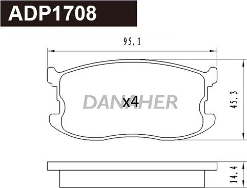 Danaher ADP1708 - Гальмівні колодки, дискові гальма autocars.com.ua