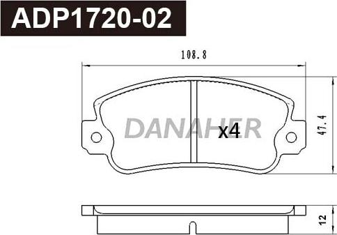 Danaher ADP1720-02 - Гальмівні колодки, дискові гальма autocars.com.ua