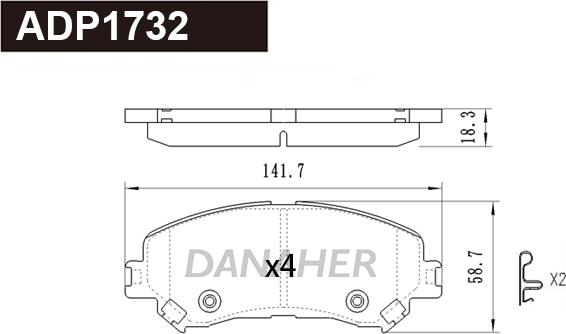 Danaher ADP1732 - Гальмівні колодки, дискові гальма autocars.com.ua