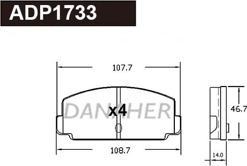 Danaher ADP1733 - Гальмівні колодки, дискові гальма autocars.com.ua