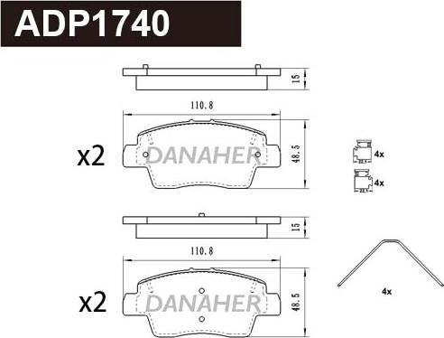 Danaher ADP1740 - Гальмівні колодки, дискові гальма autocars.com.ua