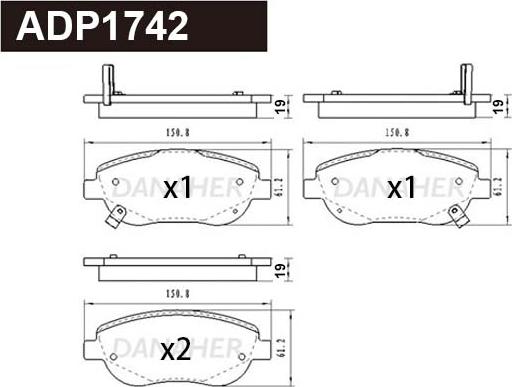 Danaher ADP1742 - Гальмівні колодки, дискові гальма autocars.com.ua