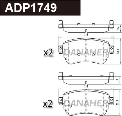 Danaher ADP1749 - Тормозные колодки, дисковые, комплект autodnr.net