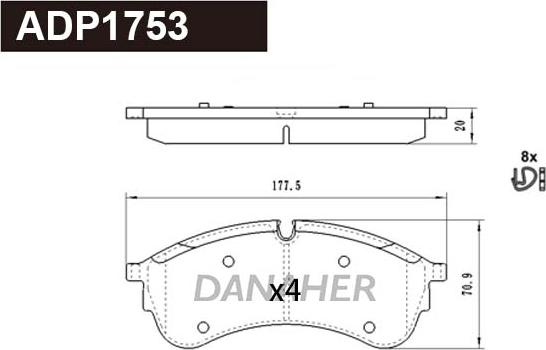 Danaher ADP1753 - Гальмівні колодки, дискові гальма autocars.com.ua