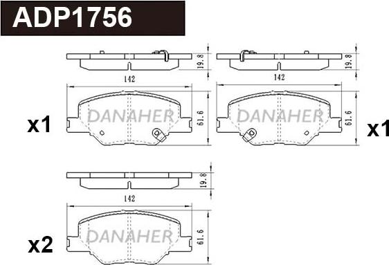 Danaher ADP1756 - Гальмівні колодки, дискові гальма autocars.com.ua