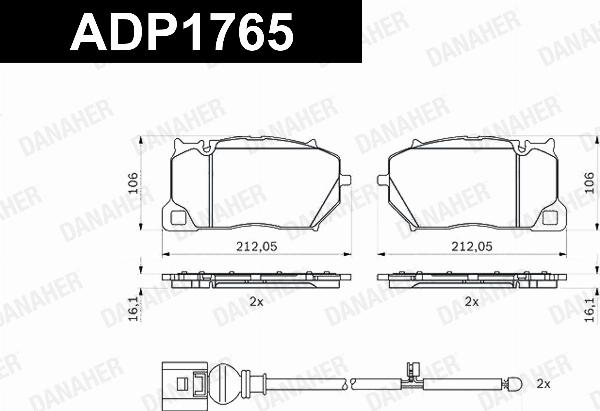 Danaher ADP1765 - Гальмівні колодки, дискові гальма autocars.com.ua