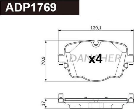 Danaher ADP1769 - Гальмівні колодки, дискові гальма autocars.com.ua