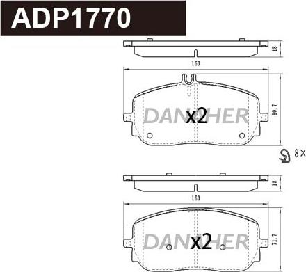 Danaher ADP1770 - Гальмівні колодки, дискові гальма autocars.com.ua