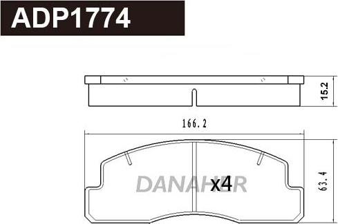 Danaher ADP1774 - Гальмівні колодки, дискові гальма autocars.com.ua