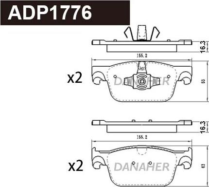 Danaher ADP1776 - Тормозные колодки, дисковые, комплект autodnr.net