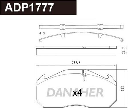 Danaher ADP1777 - Гальмівні колодки, дискові гальма autocars.com.ua