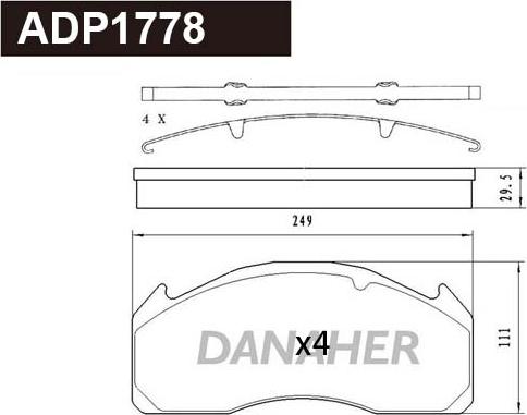 Danaher ADP1778 - Гальмівні колодки, дискові гальма autocars.com.ua