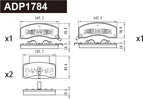 Danaher ADP1784 - Гальмівні колодки, дискові гальма autocars.com.ua