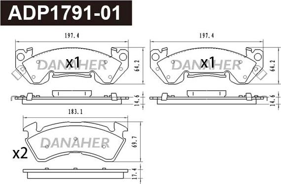 Danaher ADP1791-01 - Гальмівні колодки, дискові гальма autocars.com.ua