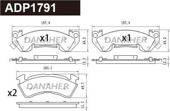 Danaher ADP1791 - Гальмівні колодки, дискові гальма autocars.com.ua