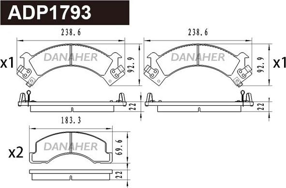 Danaher ADP1793 - Гальмівні колодки, дискові гальма autocars.com.ua