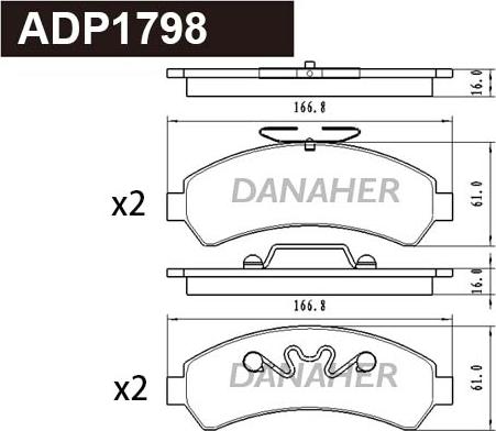 Danaher ADP1798 - Гальмівні колодки, дискові гальма autocars.com.ua