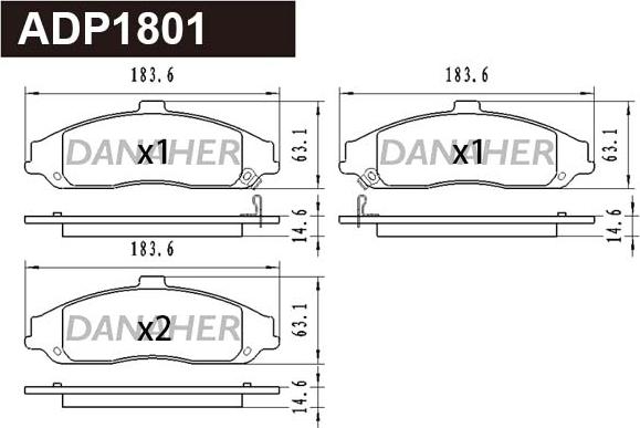 Danaher ADP1801 - Гальмівні колодки, дискові гальма autocars.com.ua