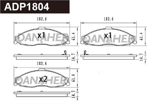 Danaher ADP1804 - Гальмівні колодки, дискові гальма autocars.com.ua