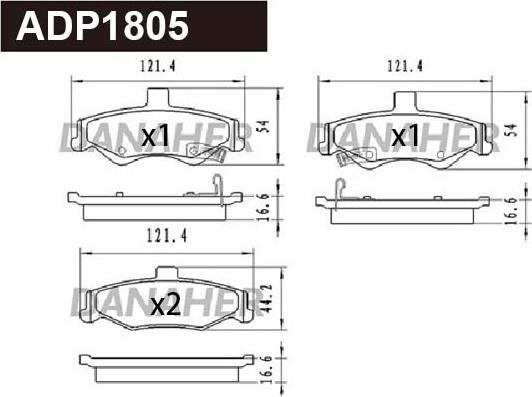 Danaher ADP1805 - Гальмівні колодки, дискові гальма autocars.com.ua