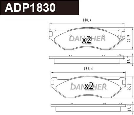 Danaher ADP1830 - Гальмівні колодки, дискові гальма autocars.com.ua