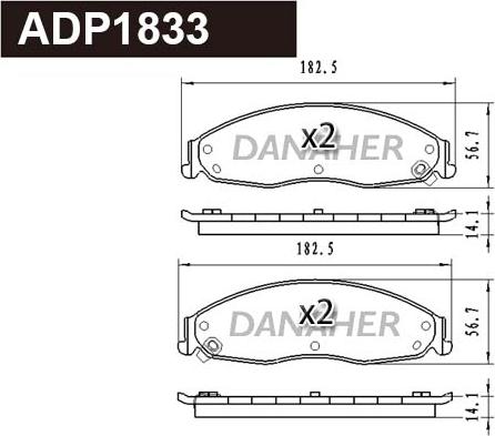 Danaher ADP1833 - Гальмівні колодки, дискові гальма autocars.com.ua