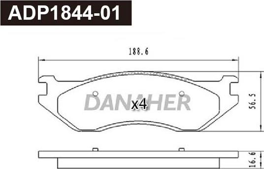 Danaher ADP1844-01 - Гальмівні колодки, дискові гальма autocars.com.ua