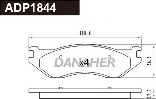 Danaher ADP1844 - Гальмівні колодки, дискові гальма autocars.com.ua