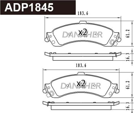 Danaher ADP1845 - Тормозные колодки, дисковые, комплект autodnr.net