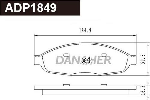 Danaher ADP1849 - Тормозные колодки, дисковые, комплект autodnr.net