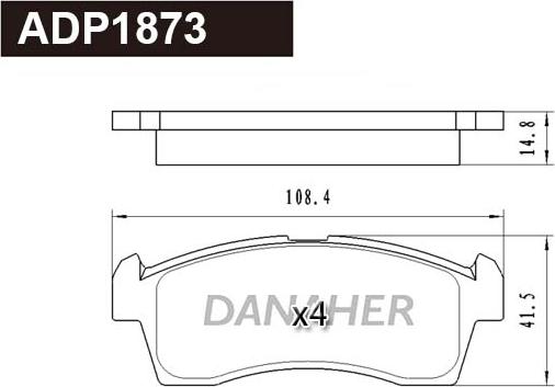 Danaher ADP1873 - Гальмівні колодки, дискові гальма autocars.com.ua