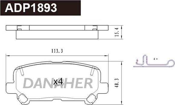 Danaher ADP1893 - Гальмівні колодки, дискові гальма autocars.com.ua