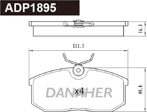 Danaher ADP1895 - Гальмівні колодки, дискові гальма autocars.com.ua