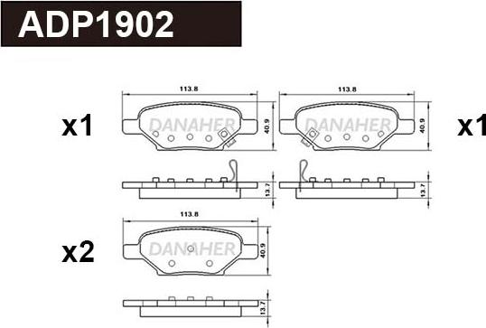 Danaher ADP1902 - Гальмівні колодки, дискові гальма autocars.com.ua