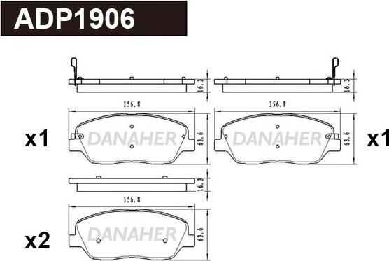 Danaher ADP1906 - Тормозные колодки, дисковые, комплект autodnr.net