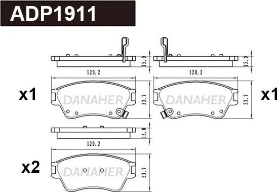 Danaher ADP1911 - Гальмівні колодки, дискові гальма autocars.com.ua