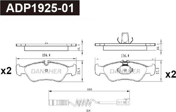 Danaher ADP1925-01 - Гальмівні колодки, дискові гальма autocars.com.ua