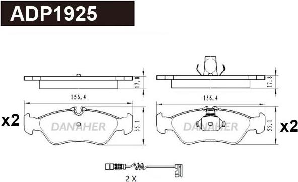 Danaher ADP1925 - Гальмівні колодки, дискові гальма autocars.com.ua