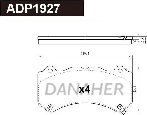 Danaher ADP1927 - Гальмівні колодки, дискові гальма autocars.com.ua