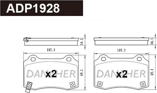 Danaher ADP1928 - Гальмівні колодки, дискові гальма autocars.com.ua
