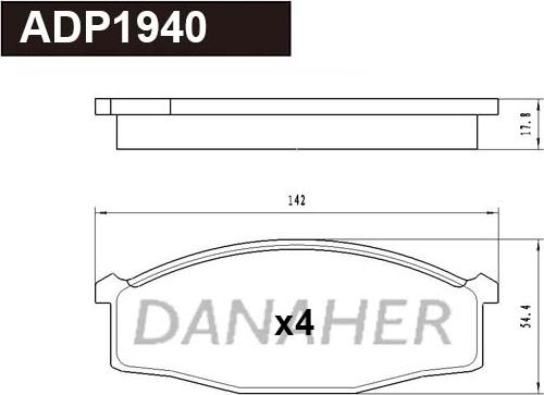 Danaher ADP1940 - Тормозные колодки, дисковые, комплект autodnr.net