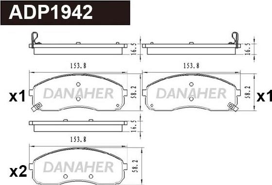 Danaher ADP1942 - Гальмівні колодки, дискові гальма autocars.com.ua