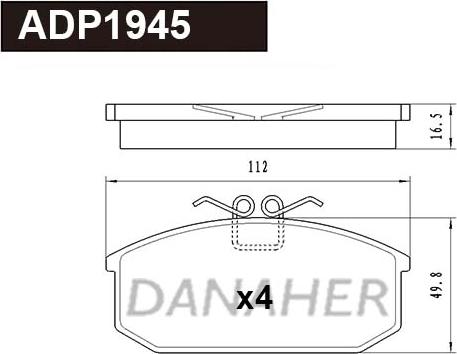 Danaher ADP1945 - Гальмівні колодки, дискові гальма autocars.com.ua