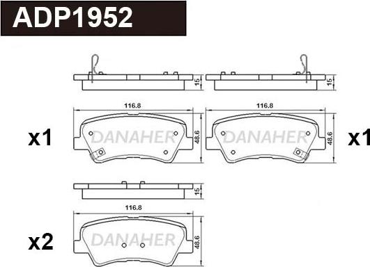 Danaher ADP1952 - Гальмівні колодки, дискові гальма autocars.com.ua