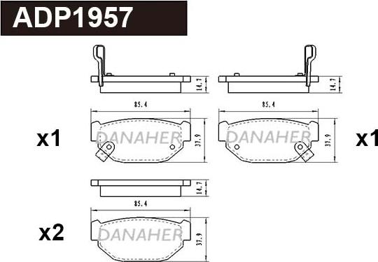 Danaher ADP1957 - Гальмівні колодки, дискові гальма autocars.com.ua