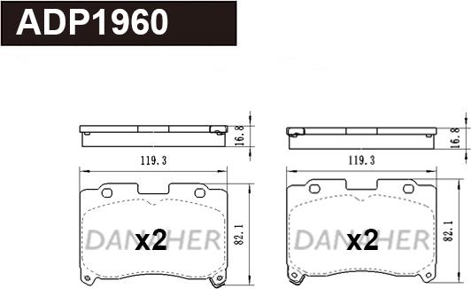 Danaher ADP1960 - Гальмівні колодки, дискові гальма autocars.com.ua