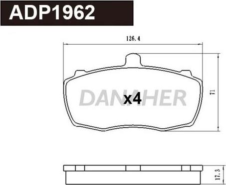 Danaher ADP1962 - Гальмівні колодки, дискові гальма autocars.com.ua