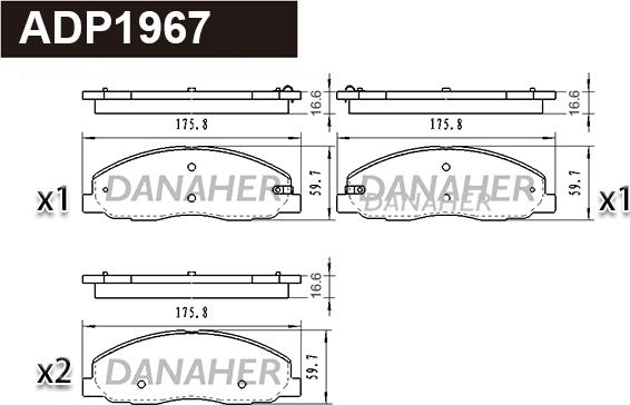 Danaher ADP1967 - Тормозные колодки, дисковые, комплект autodnr.net