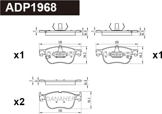 Danaher ADP1968 - Гальмівні колодки, дискові гальма autocars.com.ua